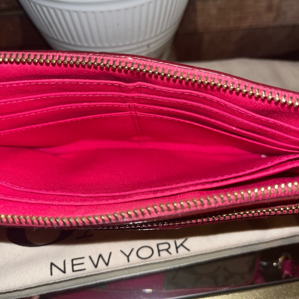 Coach Fuchsia and Brown Signature Wristlet - Picture 3 of 5